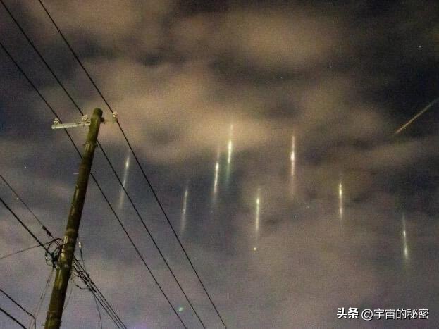 大量神秘光柱出现在韩国济州岛上空